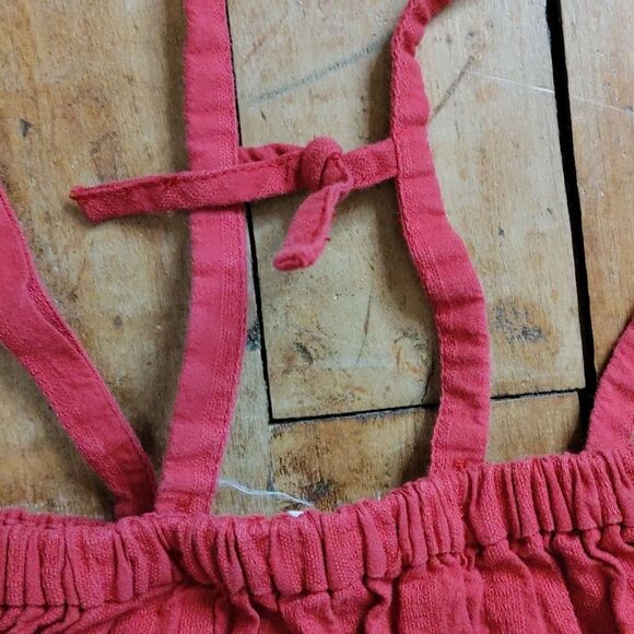 Zara skirt size 2 to 3 years red overalls skirt cotton adjustable spring boho - Picture 6 of 8